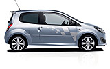 Renault Twingo RS. Modelo 2009. Imagen. Lateral. Coche parado. Llantas aleaci�n 16 pulgadas. Estudio. Dark metal grey.