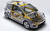 Renault Twingo RS. Modelo 2009. Imagen. T&eacute;cnica. Radiograf&iacute;a del chasis.