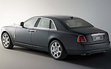 Rolls-Royce 200EX. Prototipo 2009. Imagen exterior. Posterior. Coche parado. Estudio. Gris.