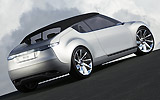 Saab 9-X Air. Prototipo 2008. Imagen. Posterior- lateral. Coche parado. Carretera. Capota. Gris.