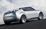 Saab 9-X Air. Prototipo 2008. Imagen. Posterior- lateral. Coche parado. Carretera. Descapotado. Gris.