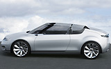 Saab 9-X Air. Prototipo 2008. Imagen. Lateral. Coche parado. Carretera. Descapotado. Gris.