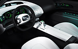 Saab 9-X Air. Prototipo 2008. Imagen. Interior. Salpicadero. Cuadro de mandos. Volante. Palanca de cambios. Asientos.