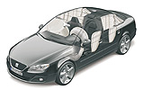 SEAT Exeo. Modelo 2009. Imagen t&eacute;cnica. Airbags.