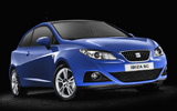 Seat Ibiza. Modelo 2008. Imagen. Carrocer�a SportCoup�. Tres puertas. Frontal- lateral. Coche parado. Estudio. Azul Galia.