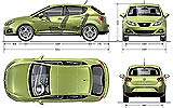 Seat Ibiza. Modelo 2008. Imagen. T�cnica. Medidas. Cuatro vistas del coche.