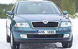 Skoda Octavia. Modelo 2009. Imagen. Combi. Familiar. 4x4. Frontal. Movimiento. Campo. Nieve.