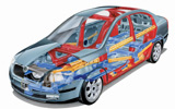 Skoda Octavia. Modelo 2009. Imagen. T�cnica. Radiograf�a. Chasis. Monocasco.