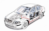 Skoda Octavia. Modelo 2009. Imagen. T�cnica. Radiograf�a. Seguridad. Airbag.