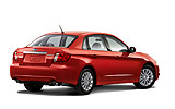 Subaru Impreza Sed�n. Modelo 2009. Im�gen. Posterior lateral. Estudio. Coche rojo.