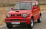 Suzuki Jimny. Modelo 2008. Imagen exterior. Frontal. Movimiento. Carretera. Rojo.