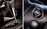 Toyota iQ. Modelo 2009. Imagen. Interior. Detalle palanca de cambios autom�tica. Mando volumen de audio.