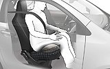 Toyota iQ. Modelo 2009. Imagen t�cnica. Cintur�n de seguridad. Airbag antideslizamiento.