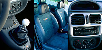 Palanca de cambios, asientos bacquet y consola central del Clio RS