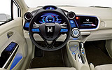 Honda Insight Concept. Prototipo 2008. Imagen. Interior. Salpicadero. Volante. Consola central.
