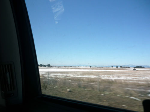 Madrid - Zaragoza. Nevada. Desde asiento posterior.