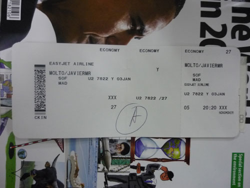 Tarjeta de embarque. EZY 7822. 03-01-2009.