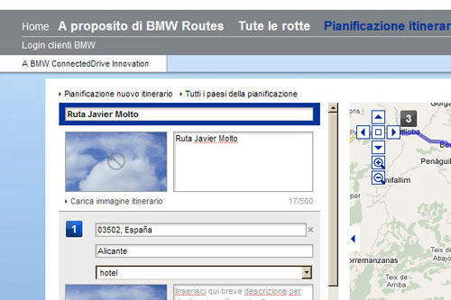 BMW Z4. Navegador. Nombre de la ruta.
