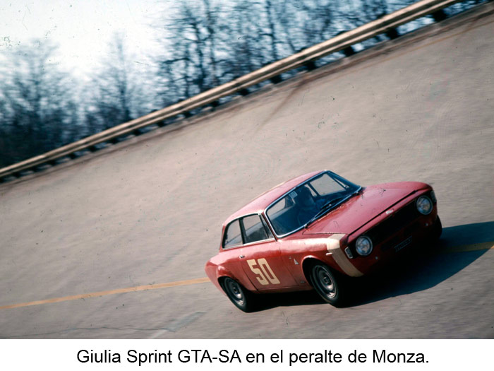 Giulia Sprint GTA-SA en el peralte de Monza