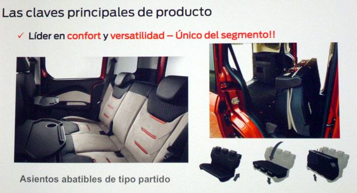 Ford tourneo Courier 2014. Rueda de prensa. configuraciçón de los asientos traseros