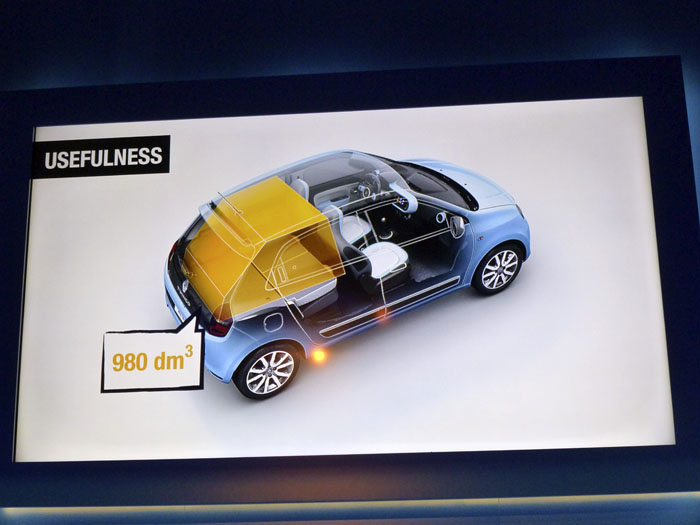 Renault Twingo 2015. Respaldos plegados