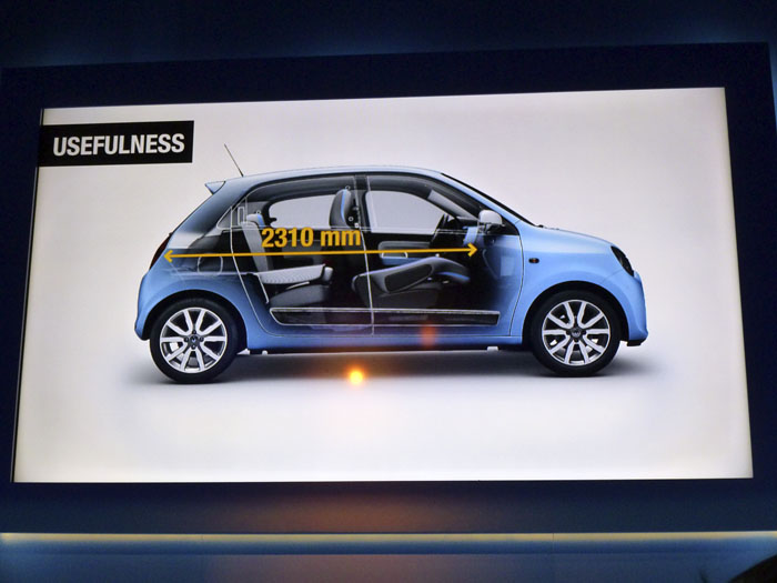 Renault Twingo 2015. Longitud de carga