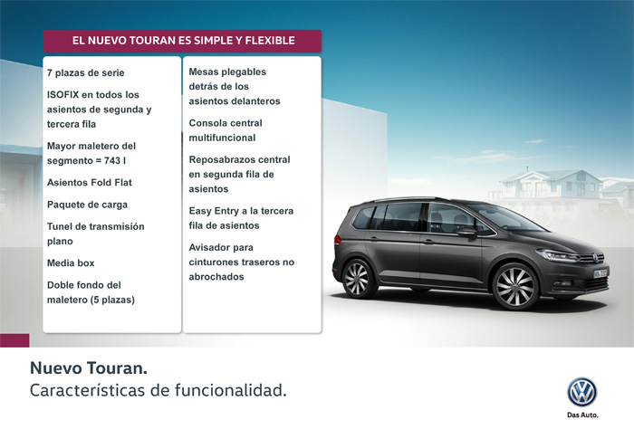 Volkswagen Touran. Equipamiento y funcionalidad