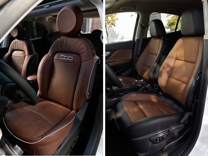 Aunque con menos diferencia que en otros aspectos, también el diseño de los asientos indica una mayor desenvoltura en el Fiat, frente al clasicismo del Opel.