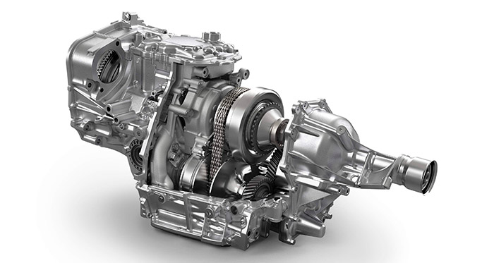 El cambio automático del Levorg es muy especial: dispone simultáneamente de convertidor hidráulico de par y de variador continuo por correa metálica entre dos gargantas de anchura –y por lo tanto diámetro- variable. Pero además, el variador también trabaja sobre seis puntos de relación fija (controlados mediante levas al volante), que mejoran la economía de consumo, al no haber resbalamiento en las gargantas.