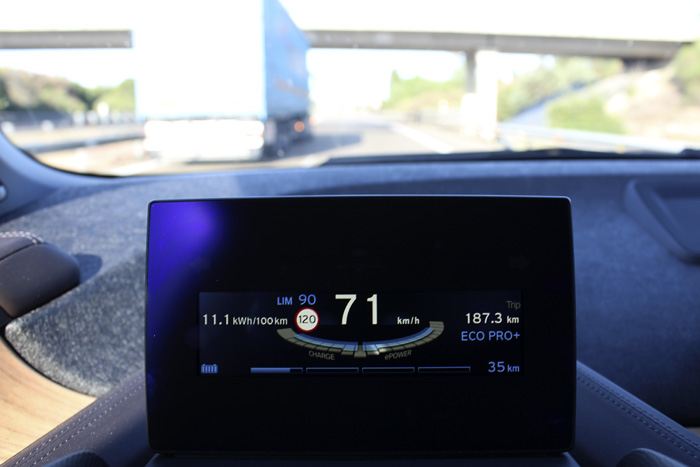 BMW i3 94 Ah Vitoria - Palencia. Velocidad. Consumo instantáneo