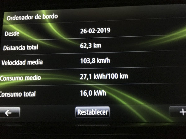 Renault Zoe R110. Alto consumo a baja temperatura.