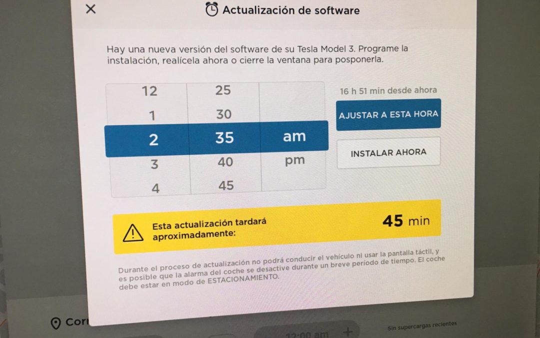 Actualizaciones de programación en el Tesla Model 3