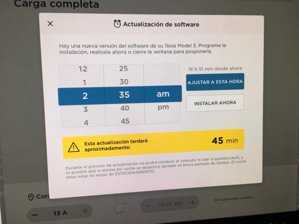 Actualizaciones de programación en el Tesla Model 3