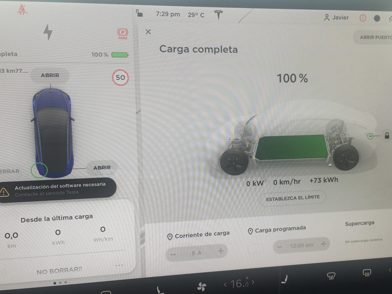 Tesla Model 3. CArga de 0% a 100% en el supercargador de Tordesillas. 73 kWh.
