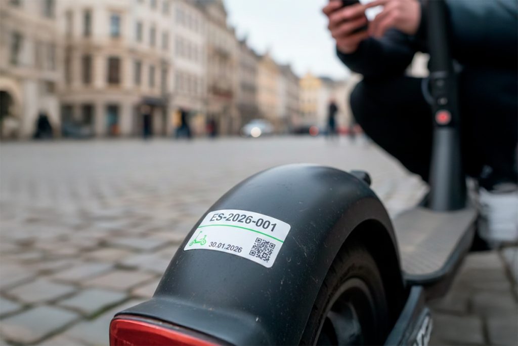 Patinete con la pegatina del registro de VMP