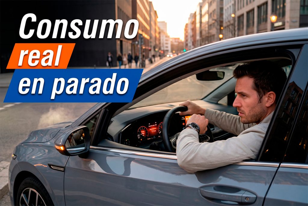 Conductor en parado con el motor encendido